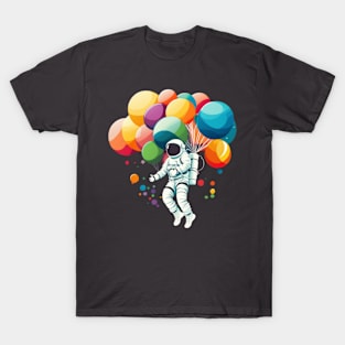 Astronaut flying with balloons T-Shirt